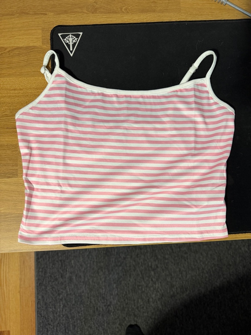 SHEIN Pink & White Striped Spaghetti Strap Cami